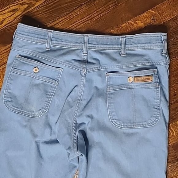 Vintage 70's Retro Lightwash Wide Leg High Rise Jeans Unisex 34" Waist - Picture 4 of 15